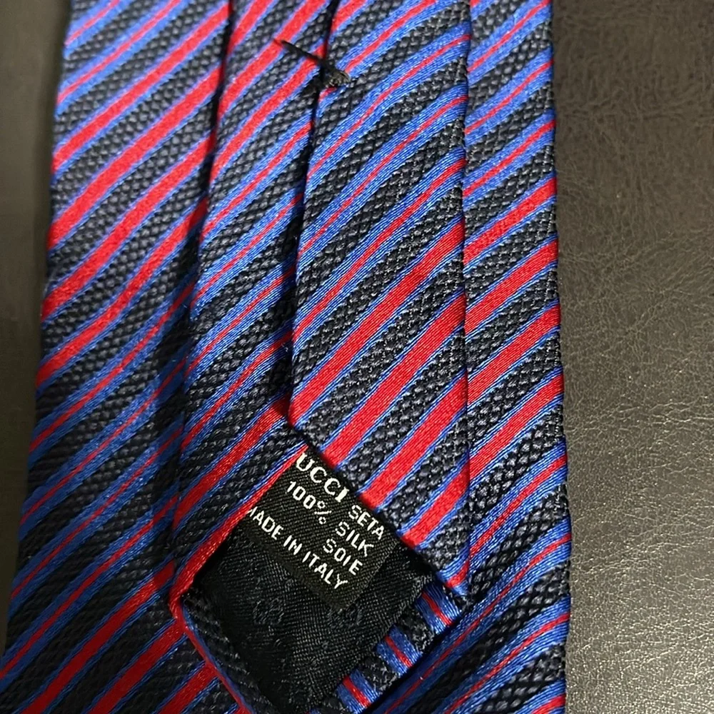 Gucci Red and Blue Striped Tie